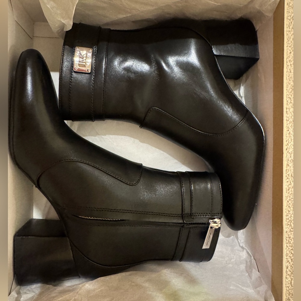 Michael by Michael Kors “Padma” strep bootie, black leather, size 6